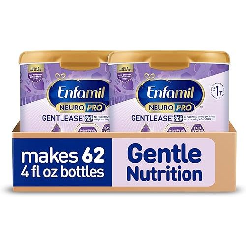 Enfamil NeuroPro Gentlease Baby Formula, Brain Building DHA, HuMO6 Immune Blend, Designed to Reduce Fussiness, Crying, Gas & Spit-up in 24 Hrs, Gentle Infant Formula Powder, Baby Milk, 19.5 Oz Tub