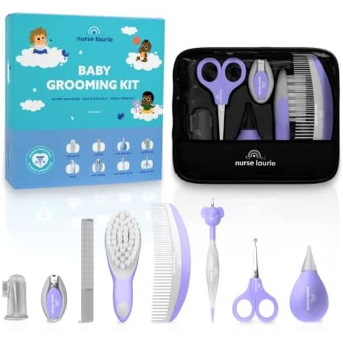 Nurse Laurie - Baby Grooming Kit with Nurse-Designed Baby Essentials for Newborn - Baby Brushes for Hair, Baby Nail Kit & More Baby Items - Curated New Mom Essentials for Baby Gift Set & New Baby Gift