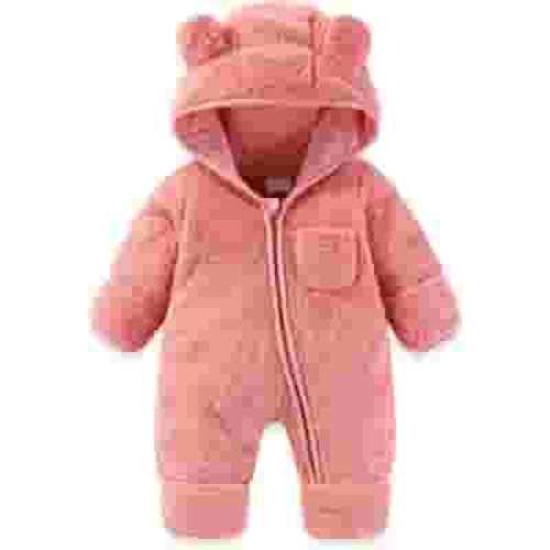 Baby Snow Suit Cute Baby Bear Jumpsuit Fleece Jumpsuit Baby Winter Warm Romper Coat for Baby Girls 0-3 Months