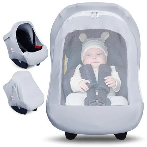 Metplus 2-in-1 Baby Car Seat Canopy, Multi Use Privacy Sun Shade, Protect Baby's Safety with Style, Infant Carrier Covers for Boys & Girls