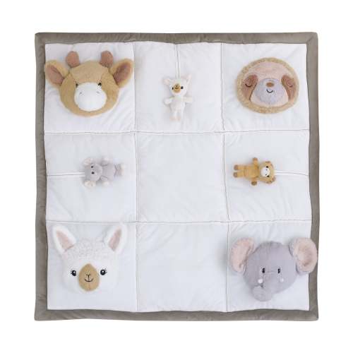 NoJo Playful Pals White, Tan, and Gray Four 3D Animals With Crinkle Pl – NoJo Baby