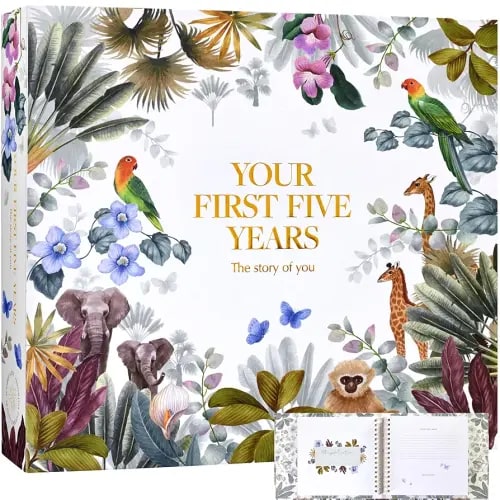 Keepsake Baby Memory Book by Scribble & Dot® Baby Journal for Boy or Girl | Precious Moments: Birth to Age 5 | Hand-Drawn Illustrations | Gifts for Baby Shower or Pregnancy