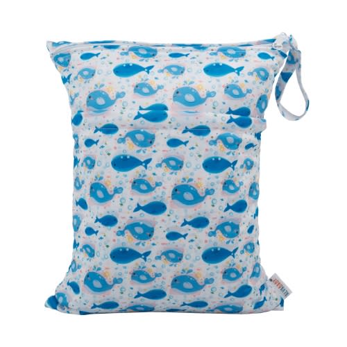 ALVABABY Diaper Wet/Dry Bag Waterproof Reusable with Two Zippered Pockets for Cloth Diapers, Swimsuits, Travel, and Gym (L-SW99A)