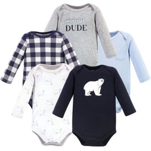Hudson Baby Infant Boy Cotton Long-sleeve Bodysuits 5pk, Polar Bear, 0-3 Months