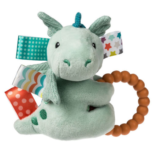 Mary Meyer Taggies Drax Dragon Plush Toy With Teether and Rattle