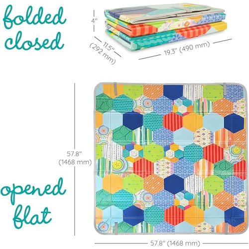 Infantino Foldable Soft Foam Mat, Extra Large Double-Sided Cushioned Portable Play Mat with Fold-Up Sides, Non Slip Crawling & Playing for Infants and Toddlers, Multicolor - Multicolor Foam Mat