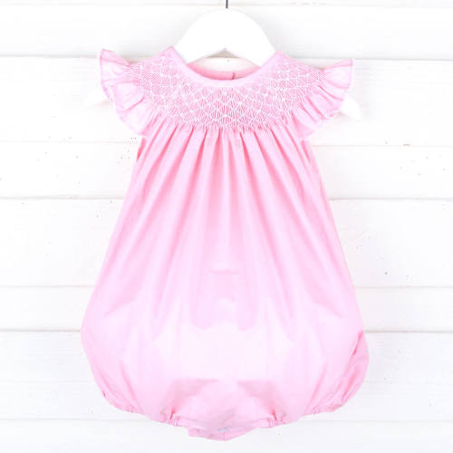 Shine Like A Pearl Pink Smocked Bubble