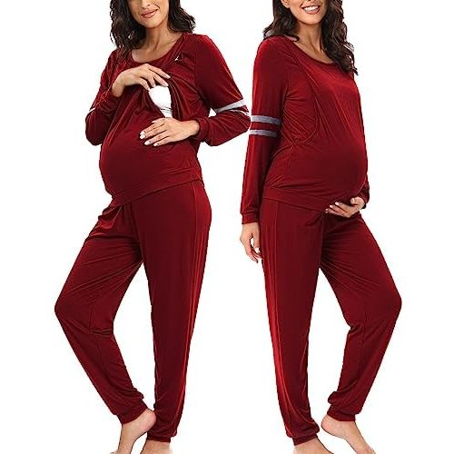 Maternity Nursing Pajamas Set Breastfeeding Sleepwear Suit Nursing Pjs Set