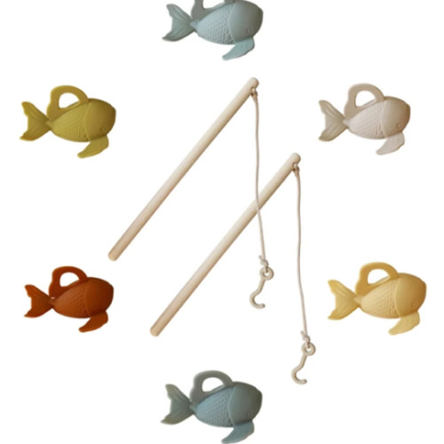 Silicone and Wood Fishing Play Set