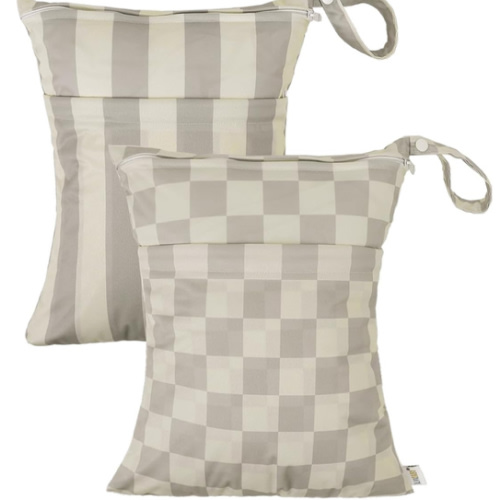 ALVABABY 2pcs Cloth Diaper Wet Dry Bags Waterproof Reusable with Two Zippered Pockets Travel Beach Pool Daycare Soiled Baby Items Yoga Gym Bag for Swimsuits or Wet Clothes LZ8485