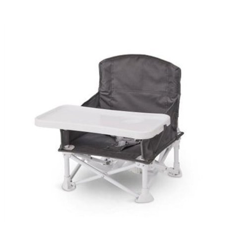 Regalo Portable My Chair Booster Seat, Multi-functional Booster, Up to 37 lb, Attachable Tray, Two Anchoring Straps, Adjustable, Gray, Ages 9 to 36 Months,