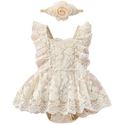 AWIBMK Baby 1st Birthday Girl Outfit Cake Smash Romper Dress Infant Lace Boho Rainbow Mini Tutu Skirt Headband for Photoshoot