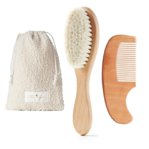 MYZI Baby Hair Brush Set – Baby Brush and Comb Set Newborn, Baby Comb and Brush Set Boy and Girl, Newborn Hair Brush and Newborn Comb - Baby Gift Set