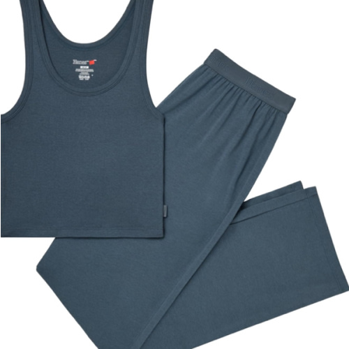 Hanes Women's Originals SuperSoft Comfywear 2 Piece Crop Tank & Lounge Pants Loungewear Set
