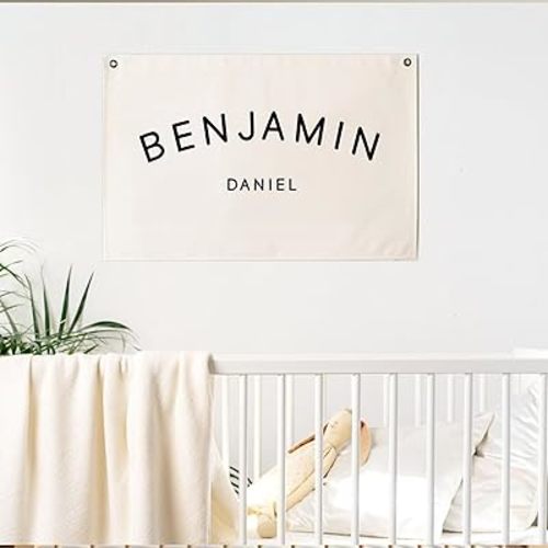 Baby Name Flag | Canvas Flag | Nursery Name Sign | Custom Name Banner | Boho Nursery Decor