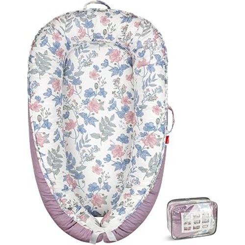 Baby Lounger - Breathable & Soft Baby Nest, Portable and Lightweight Tummy Time Lounger for Home and Travel, Ideal Newborn Babies Essentials Baby Shower Gifts