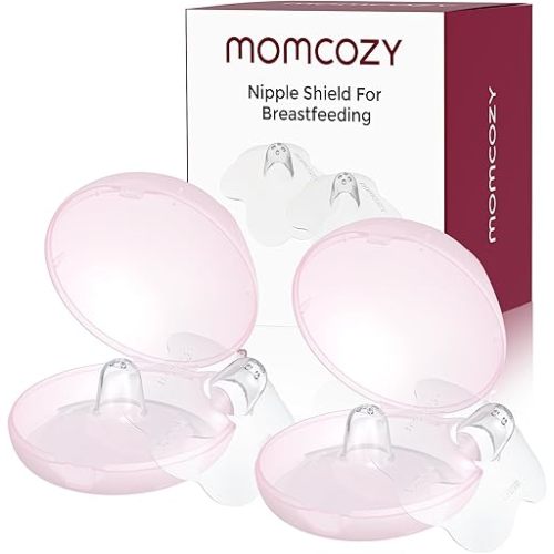 Momcozy Nipple Shield, Floral Contact Nipple Shield for Breastfeeding with Difficulty Sucking or Flat or Inverted Nipples, Made Without BPA/BPS, 17mm, 2 Pairs