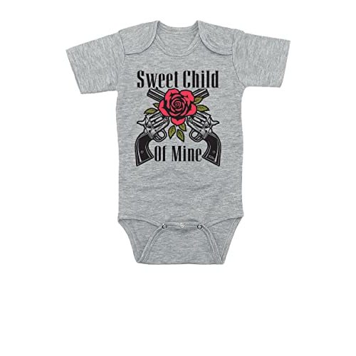 TeeNow - Sweet Child Of Mine - Short Sleeve Baby Infant Bodysuit - Boy/Girl (6-12 Months, Grey)