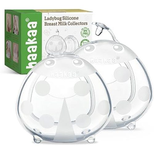 Haakaa Ladybug Milk Collector, Breast Shells Nursing Cup, Silicone Breast Milk Collector, Milk Savers for Breastfeeding, Nipple Shells Protect Sore Nipples Extra-Soft and Reusable (2 Pack, 75ml)
