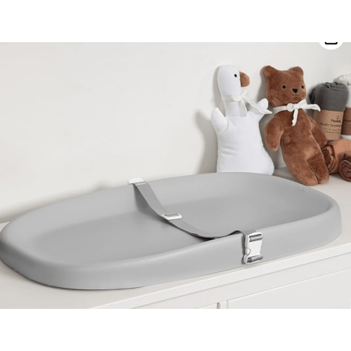 Papablic Baby Changing Pad – Soft & Wipeable Diaper Changing Table Mat for Dresser Bed Sofa, Built-in Safety Belt, Non-Slip, Waterproof, Easy to Clean – Gray, Ideal Gift for New Parents