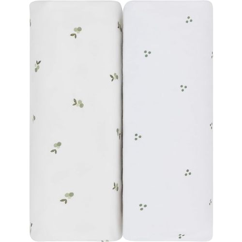 Ely's & Co. Patent Pending Waterproof Bassinet Sheet Set - 2 Pack Berry and Cluster Dot (Sage)