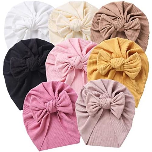 KIDOCHEESE Baby Turban Big Hair Bow Baby Hat Baby Girl Soft Beanie Cap Newborn Infant Toddler Kid Headwrap