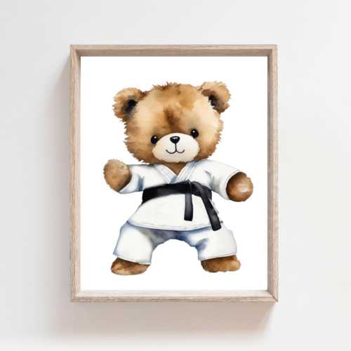 Karate Print, Judo Poster, Karate Poster, Sport Animal Poster, Taekwondo Decor, Martial Art Prints, Judo Nursery, Junior Karate, Bear Poster