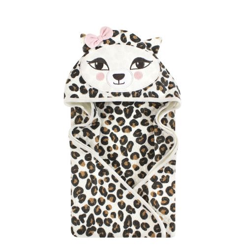 Hudson Baby Unisex Baby Cotton Animal Face Hooded Towel, Leopard, One Size - Leopard 2-Piece - One Size
