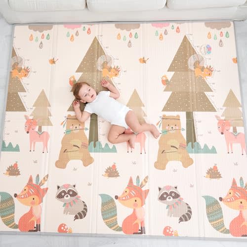 Baby Play MAT 71" X 79" X 0.6: Foldable, Padded Floor Mat for Crawling, Playing, and Toddler Playroom | Baby Care Foam Mat | Extra-Large Floor Mats for Kids | Playpen mat for Babies and Toddlers