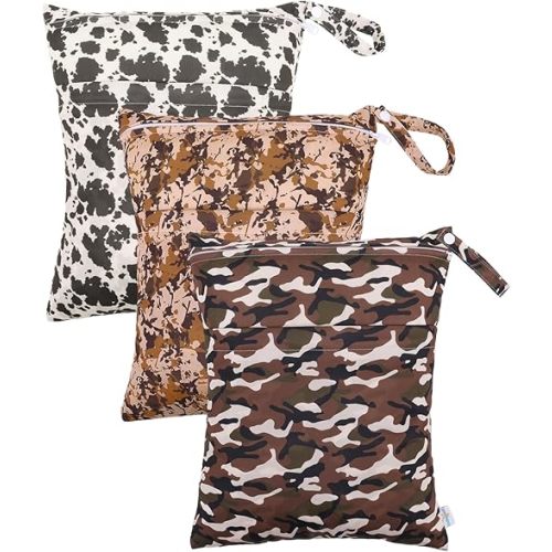 babygoal Wet Bags 3 Pack, Waterproof Travel Dry Bags for Baby Diapers, Beach, Pool, Gym, Swimsuits, Food Storage and Wet Clothes 3LN38-B