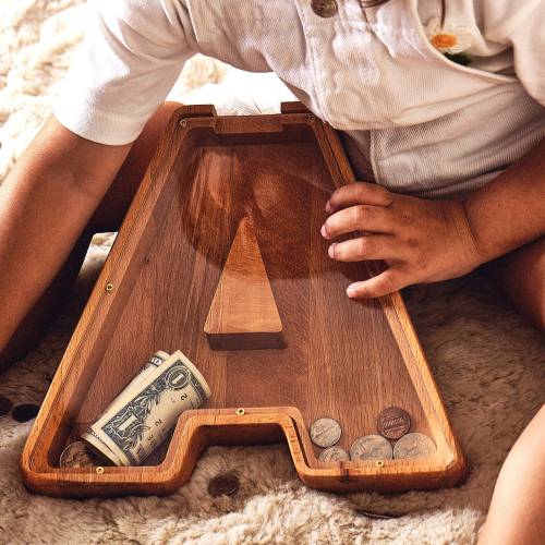 Personalized Letter Piggy Bank, Kids Girl Birthday Gift, Handmade Wooden Nursery Decor, Unique Baby Shower Gift, Custom Easter Piggy Bank