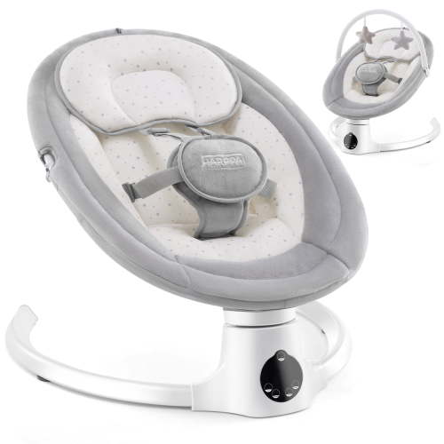 HARPPA Electric Baby Swing for Infants, 5 Swing Speeds, 12 Melodies, Remote, Portable and Safe