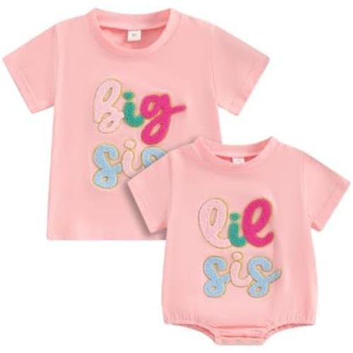 Big Sister Little Sister Matching Outfits Newborn Baby Girl Letter Romper Kids Toddler Girl T Shirt Tops Clothes Set