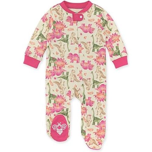Burt's Bees Baby Girls Footed One-Piece Pajamas, Sleep and Play Loose Fit, 100% Organic Cotton, Sizes NB to 6-9 Months