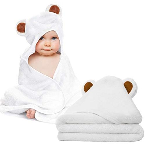 Baby Towel and Washcloth Set-Baby Bath Towel and Washcloth -Hooded Towel and Washcloth-Organic Bamboo Fiber Hooded Baby Towel
