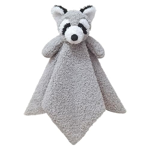 Doindute Baby Gray Raccoon Soft Stuffed Animal Security Blanket, Plush Raccoon Character Lovey Blanket, Baby Shower/Nursery Gift, Newborn Infant Toddler Snuggle Blankie for Boys Girls, 14 Inches