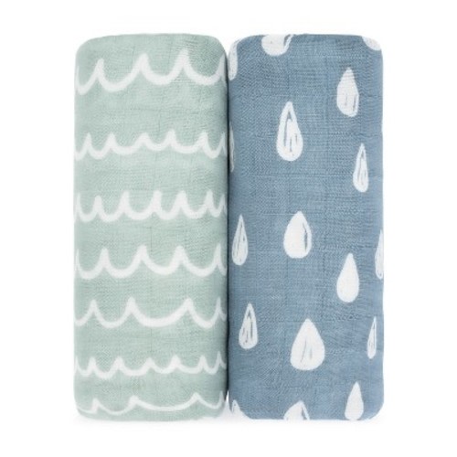 Muslin Swaddle Blankets Neutral Receiving Blanket For Boys And Girls By Comfy Cubs - Pack of 2 - Rain and Doodle