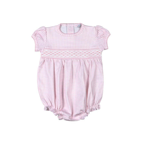 Gingham Classic Pima Hand Smocked Bubble- Pink – Littles on 5th