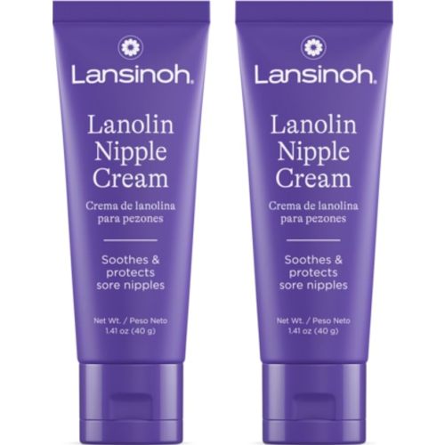 Lansinoh Nipple Cream Safe for Breastfeeding Baby, 100% Natural Nipple Butter, Breastfeeding Essentials for Postpartum Moms, 1.41 Ounces (2 Pack)