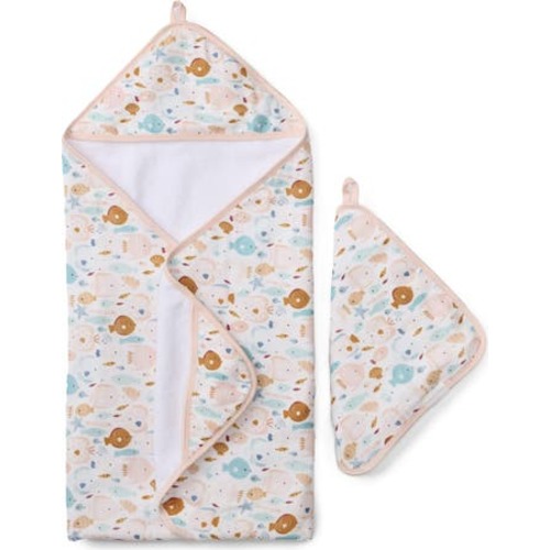 Print Muslin Hooded Towel & Washcloth Set