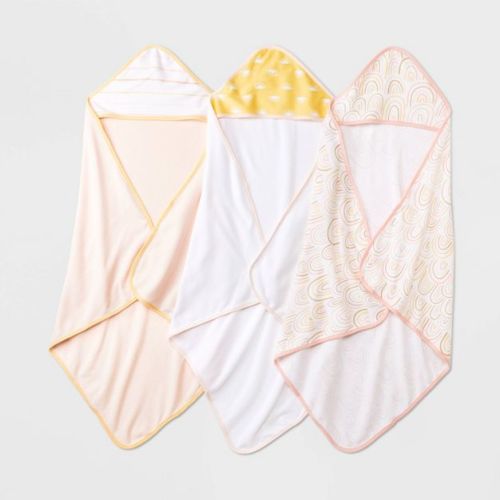 Baby Girls' 3pk Hooded Towel - Cloud Island™, Color: Pink