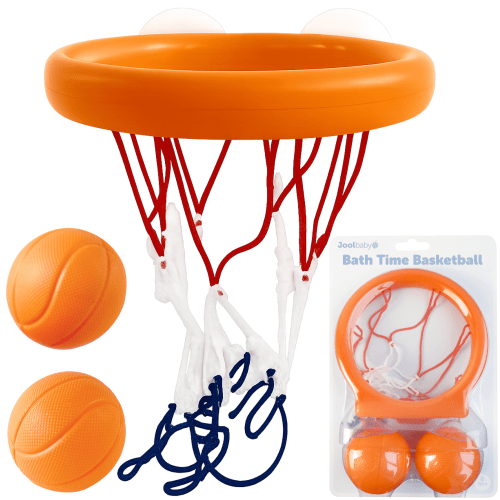 Jool Baby Bath Time Basketball Hoop with 2 Balls – Suction-Mount Tub Toy for Toddlers