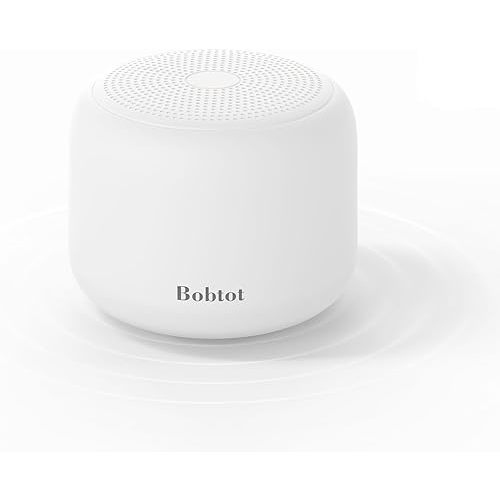 Bobtot Portable Bluetooth Speakers with Strap Easy to Carry, Wireless IPX5 Waterproof Mini Speaker with Loud Stereo Sound, 20 Hours Playtime, Rechargeable Battery, Built-in Microphone (White)