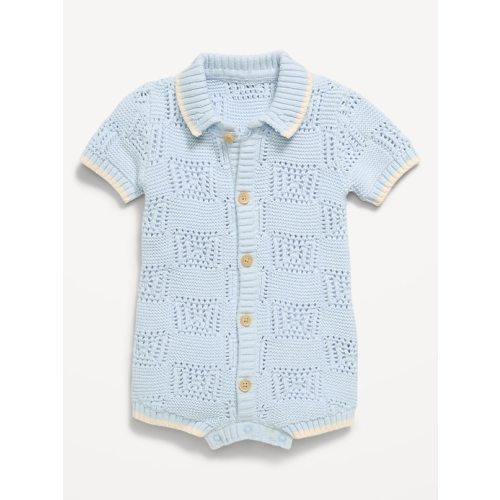 Short-Sleeve Sweater-Knit One-Piece Romper for Baby