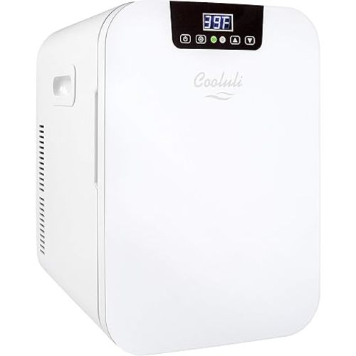 Cooluli 20 Liter Mini Fridge with Temperature Control - White Thermoelectric Cooler and Warmer for Night Time Feedings - White