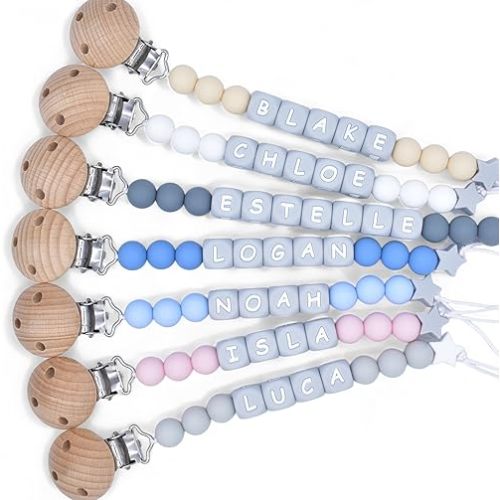 Personalized Silicone Pacifier Clip with Name Custom Name Stroller Clip Holder for Girls Boys