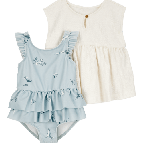 Pink/Ivory Baby 2-Piece Swimsuit & Cover-Up Set | Carter’s Oshkosh Canada