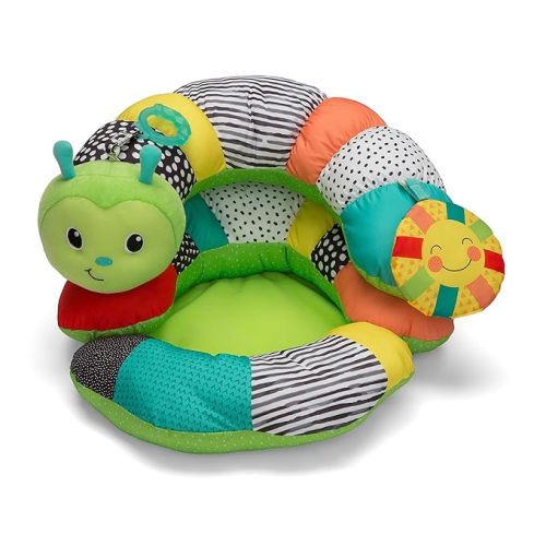 Infantino Prop-A-Pillar Tummy Time & Seated Support - Pillow Support for Newborn and Older Babies, with Detachable Support Pillow and Toys, 3 Piece Set (Pack of 1) - Caterpillar