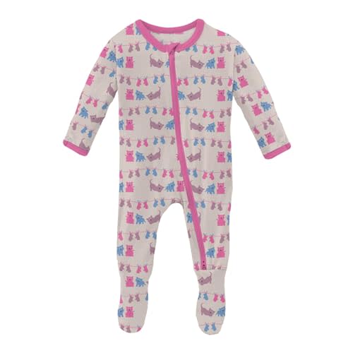 KicKee Print Footie with Zipper, Super Soft One-Piece Jammies, Sleepwear for Babies and Kids