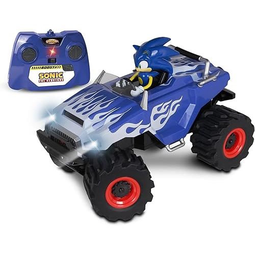 NKOK RC Sonic Racing CrossWorlds Monster Truck, Sonic, Ready-to-Run 2.4GHz Remote Control Toy, Turbo Boost, Wheelie & Donut Action, All-Terrain, Off-Road, Ages 6+, Fun Gift for Kids, Toy Award Winner